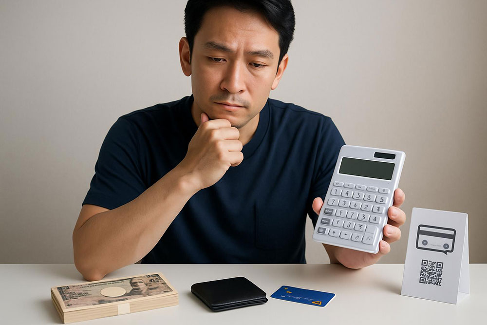 費用を計算する男性